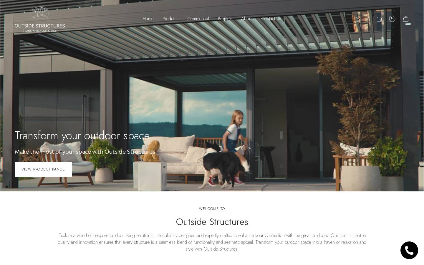 outsidestructures.co.uk homepage screenshot