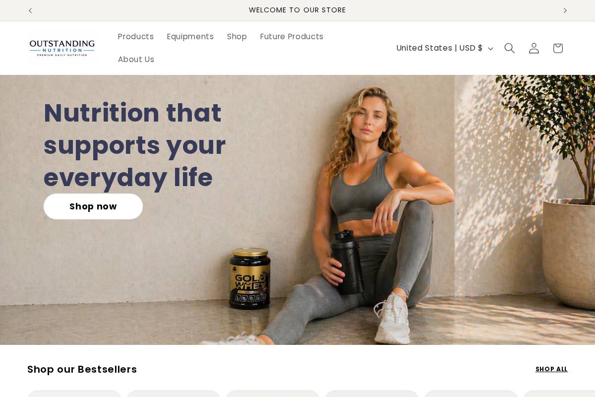 Outstanding Nutrition  homepage screenshot