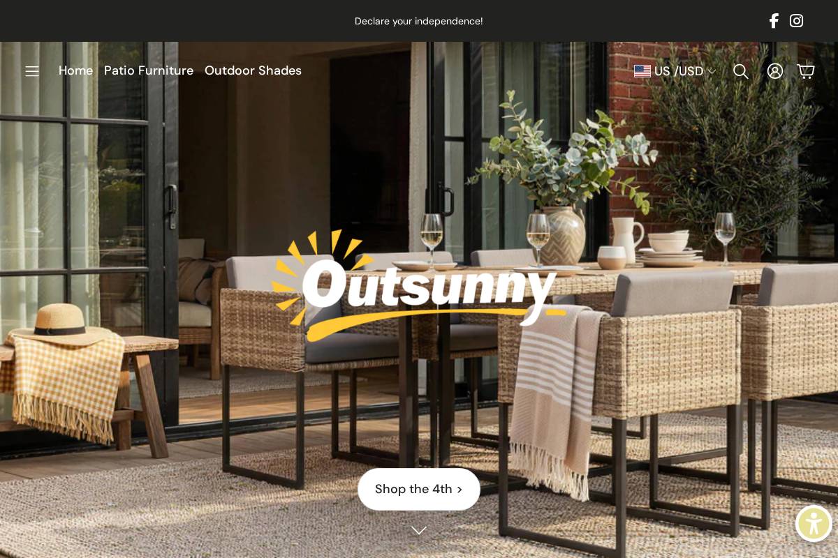 Outsunny homepage screenshot