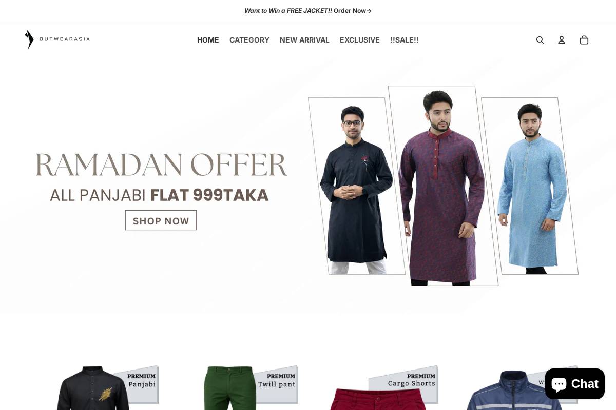 outwearasia.com homepage screenshot