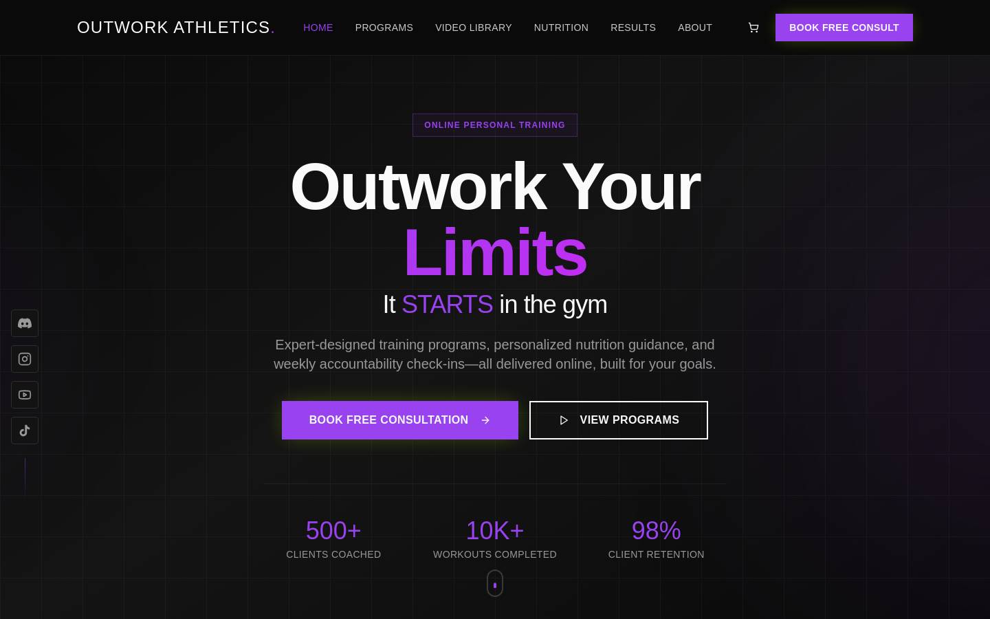 outworkathletics.co homepage screenshot