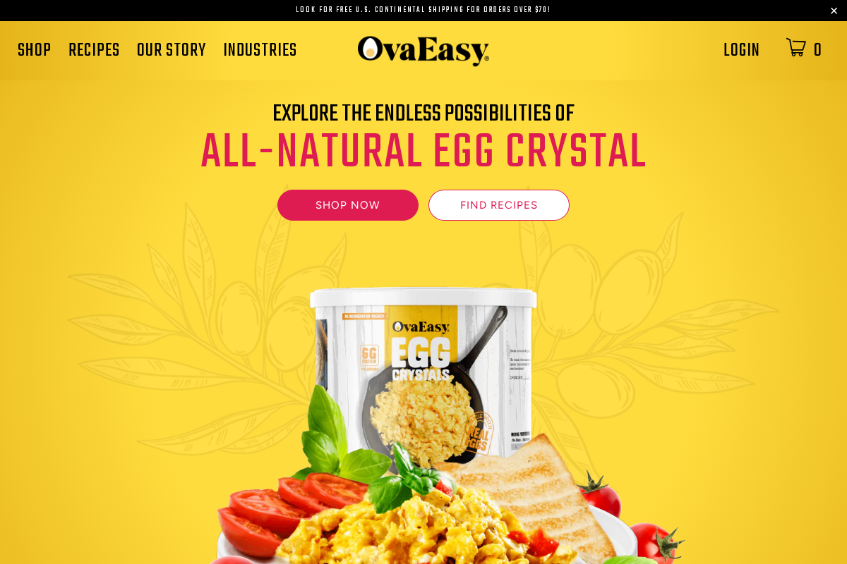 OvaEasy Egg Crystals homepage screenshot