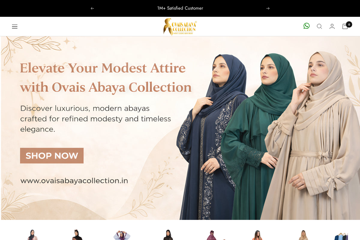 Ovais Abaya Collection homepage screenshot
