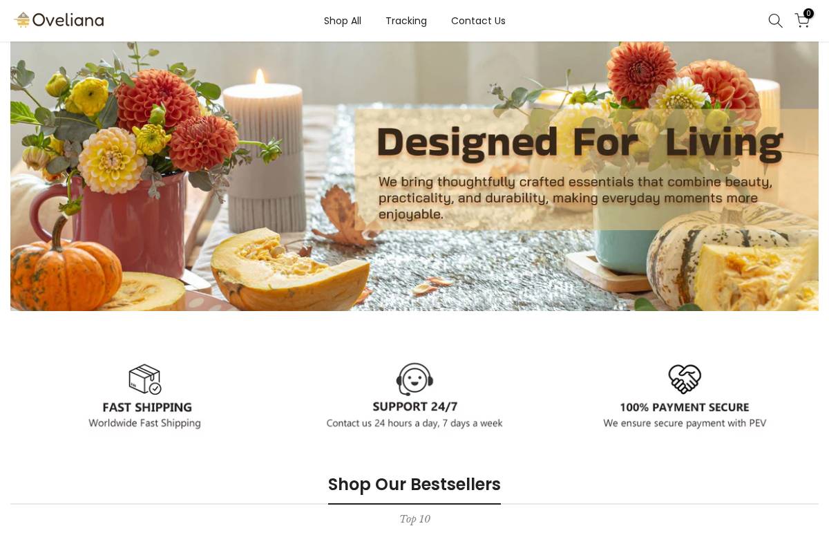 Oveliana homepage screenshot