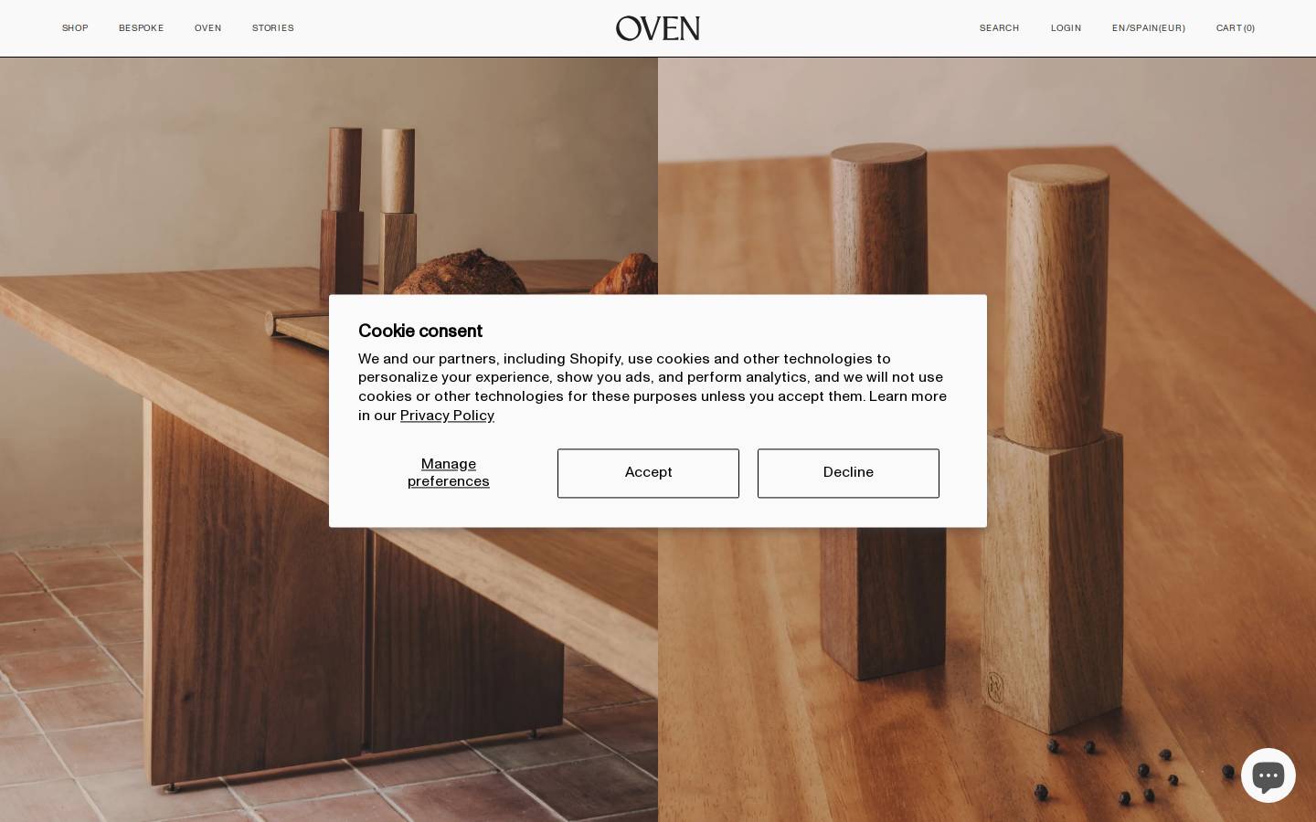 ovenatelier.com homepage screenshot