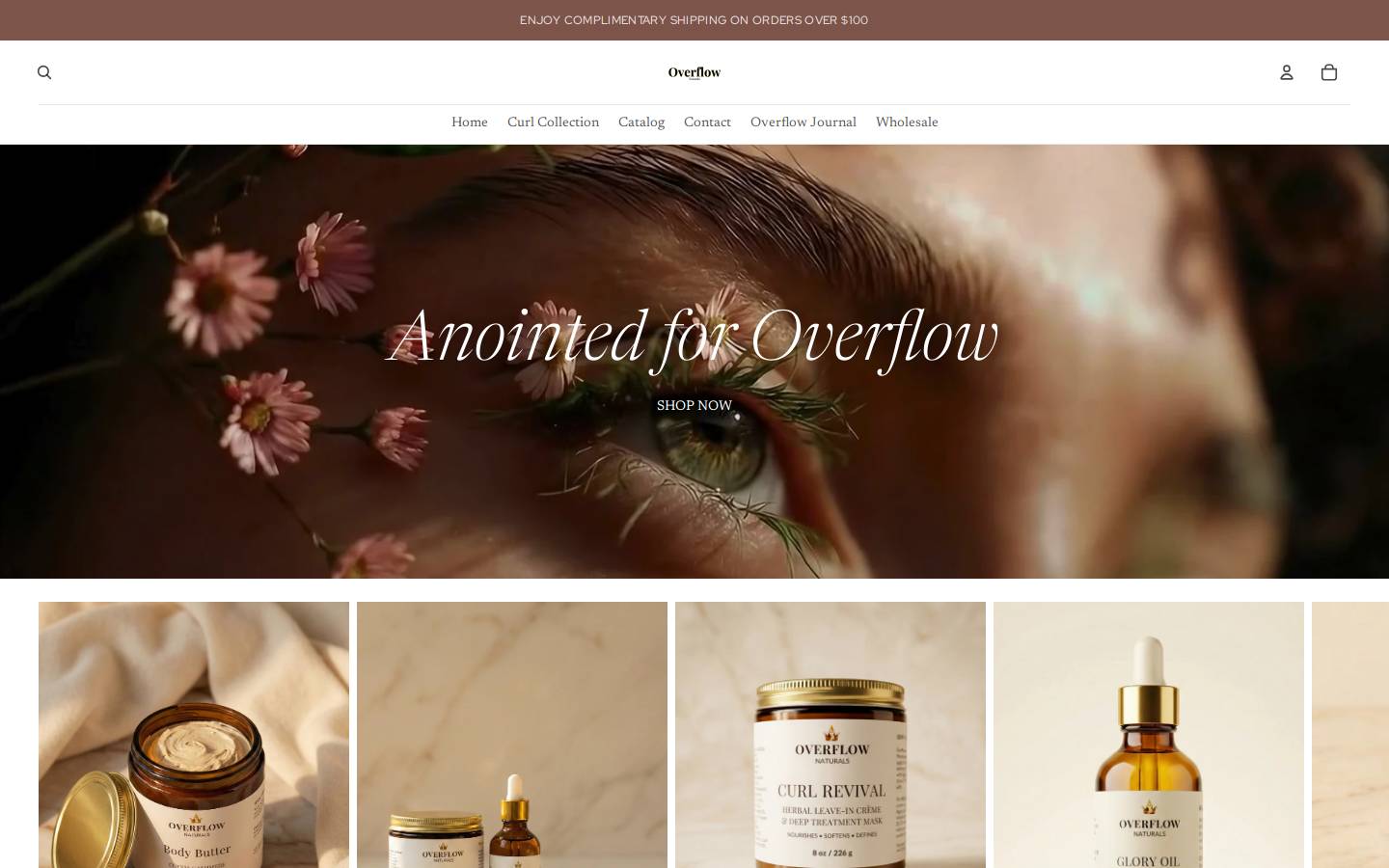 overflownaturals.com homepage screenshot