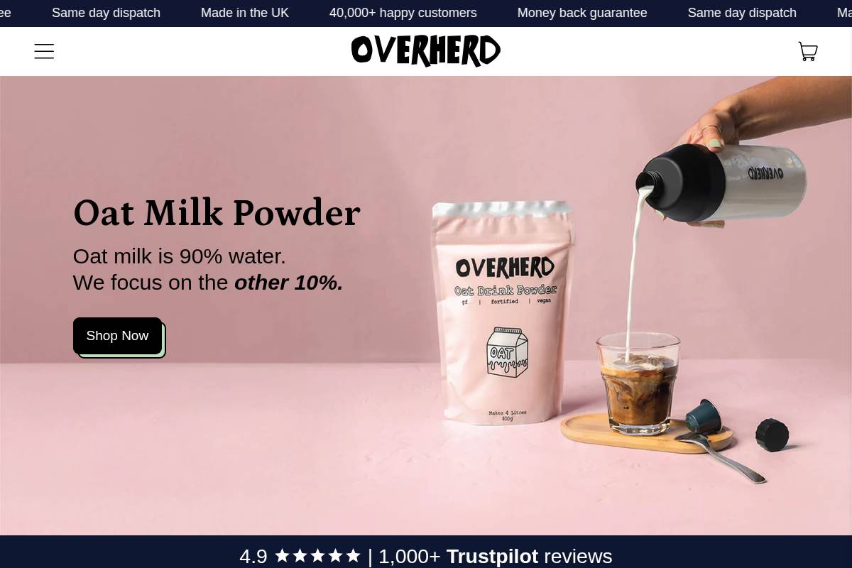 Overherd homepage screenshot