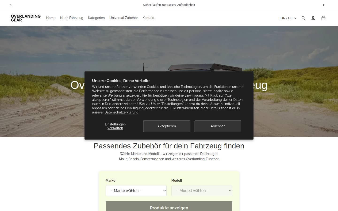 Overlanding Gear homepage screenshot
