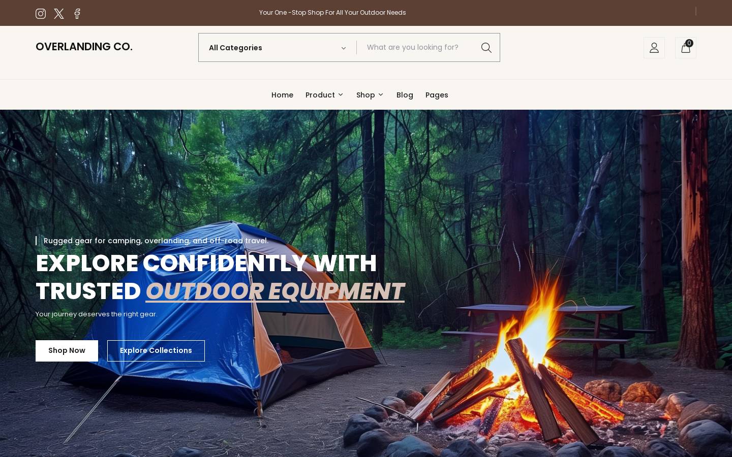 overlandingco.com homepage screenshot