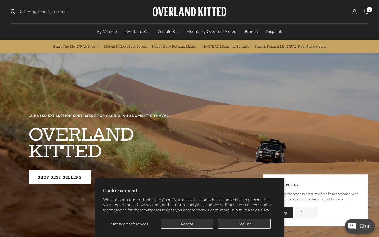 overlandkitted.com homepage screenshot