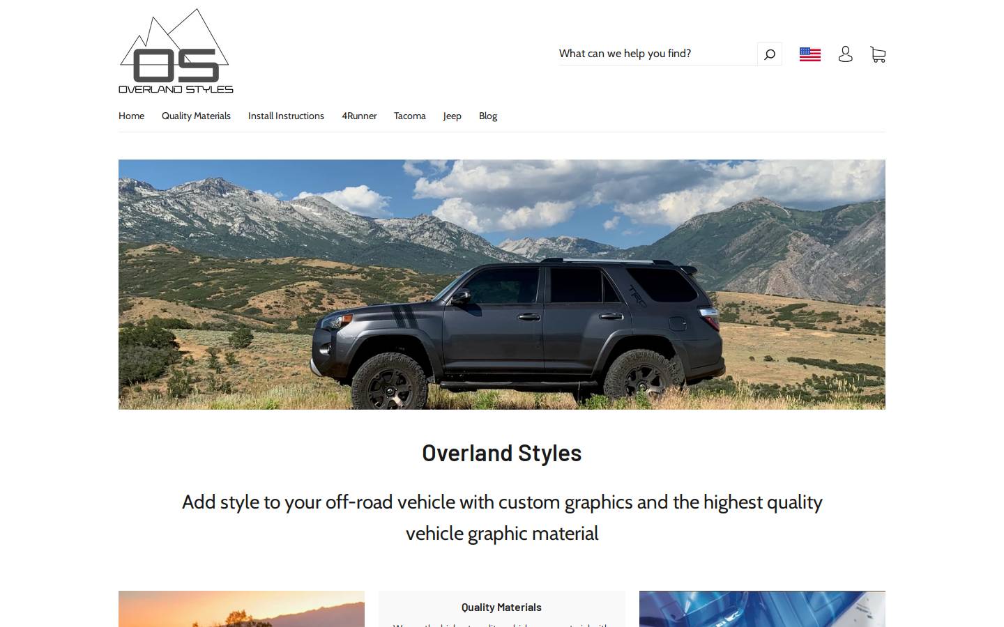 overlandstyles.com homepage screenshot