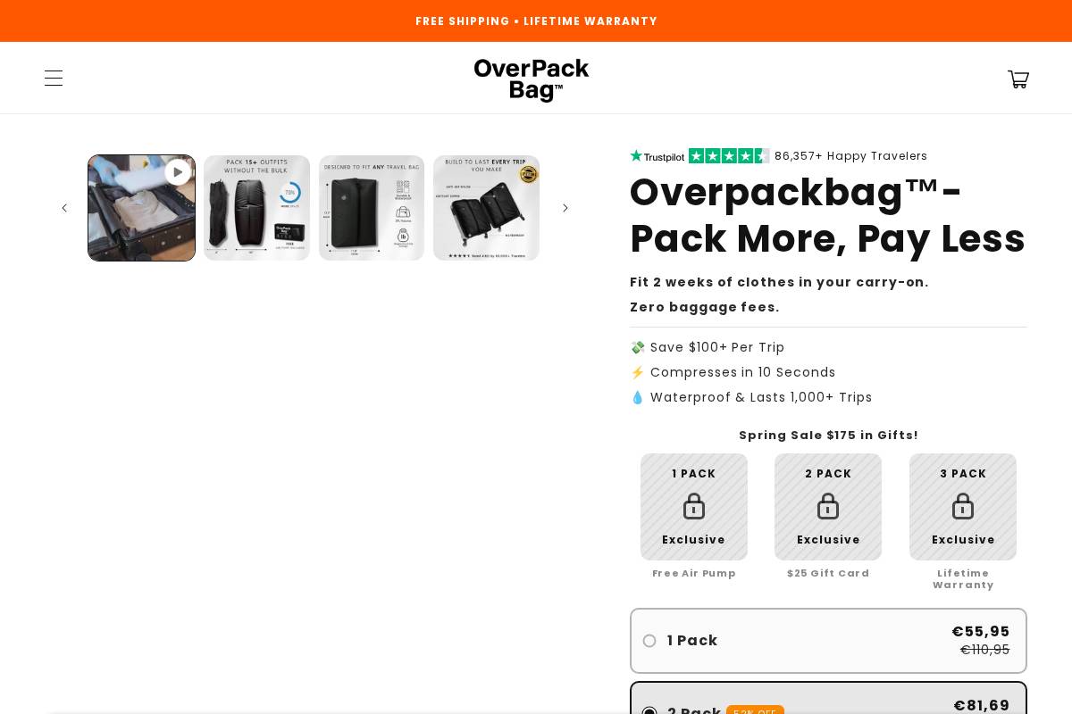 Overpackbag homepage screenshot