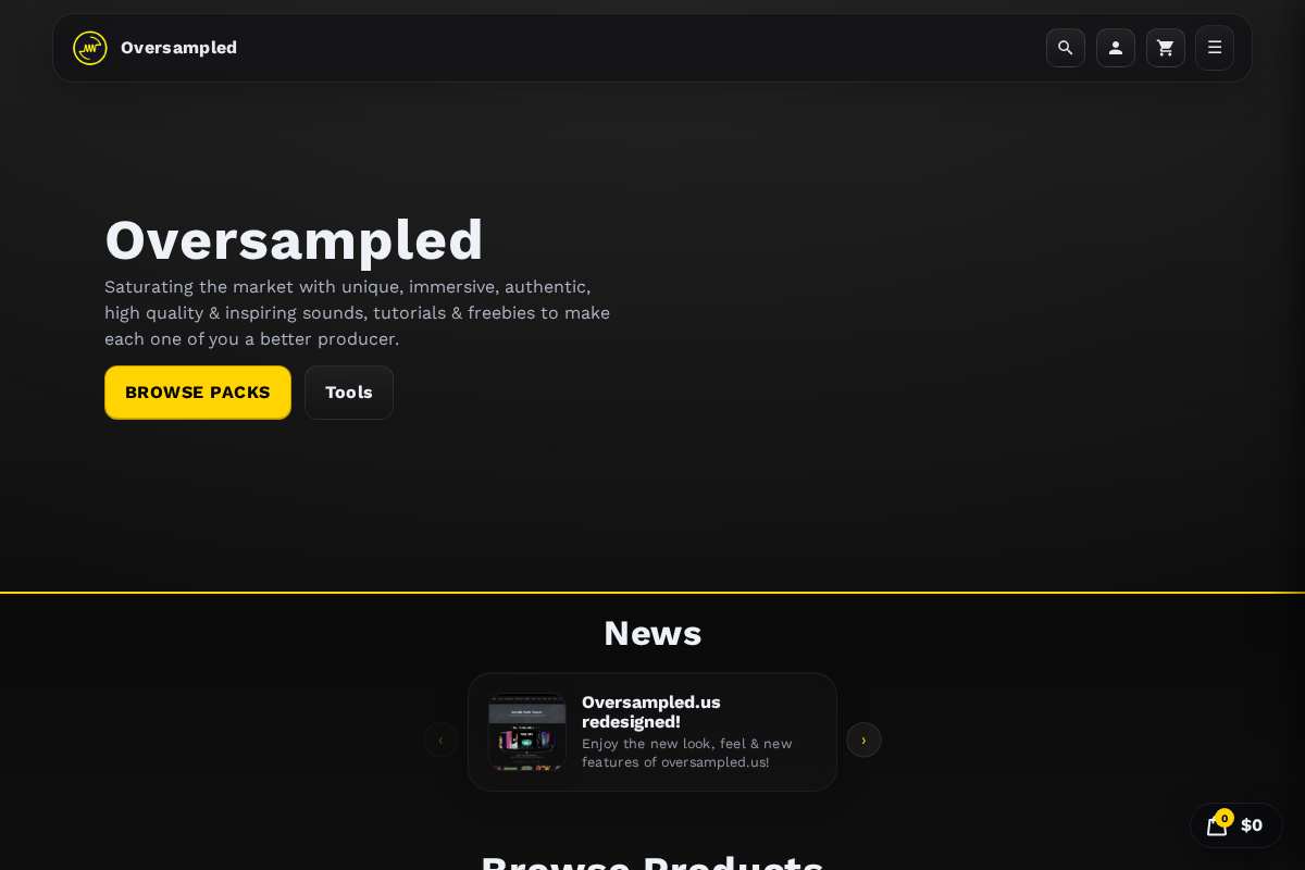 Oversampled homepage screenshot