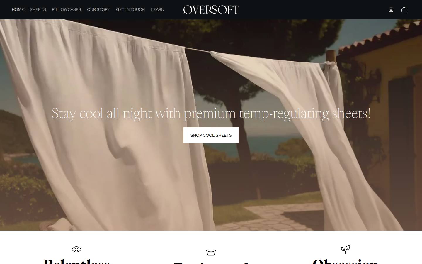 oversoftbedding.com homepage screenshot