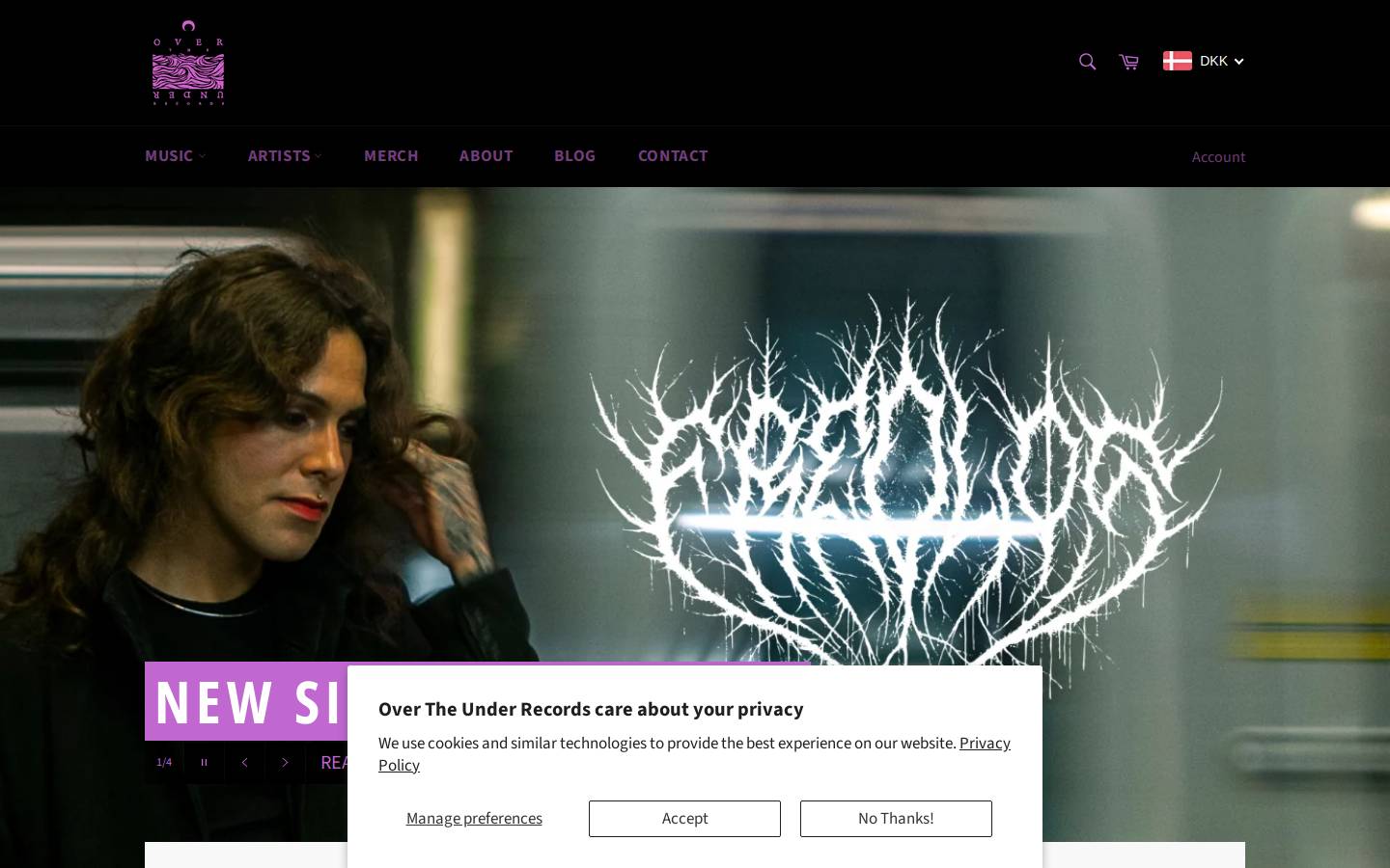 overtheunderrecords.com homepage screenshot