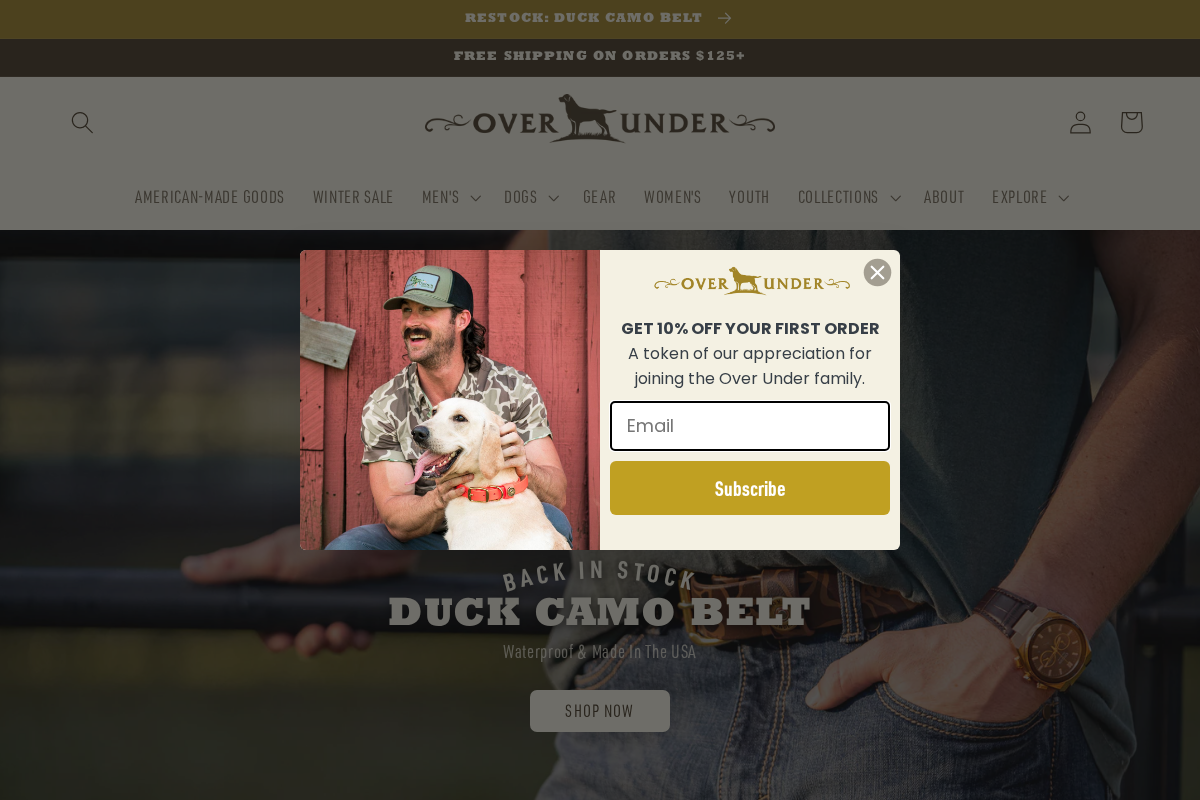 overunderclothing.com homepage screenshot