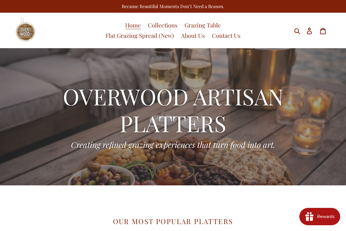 overwoodartisanplatters.com homepage screenshot