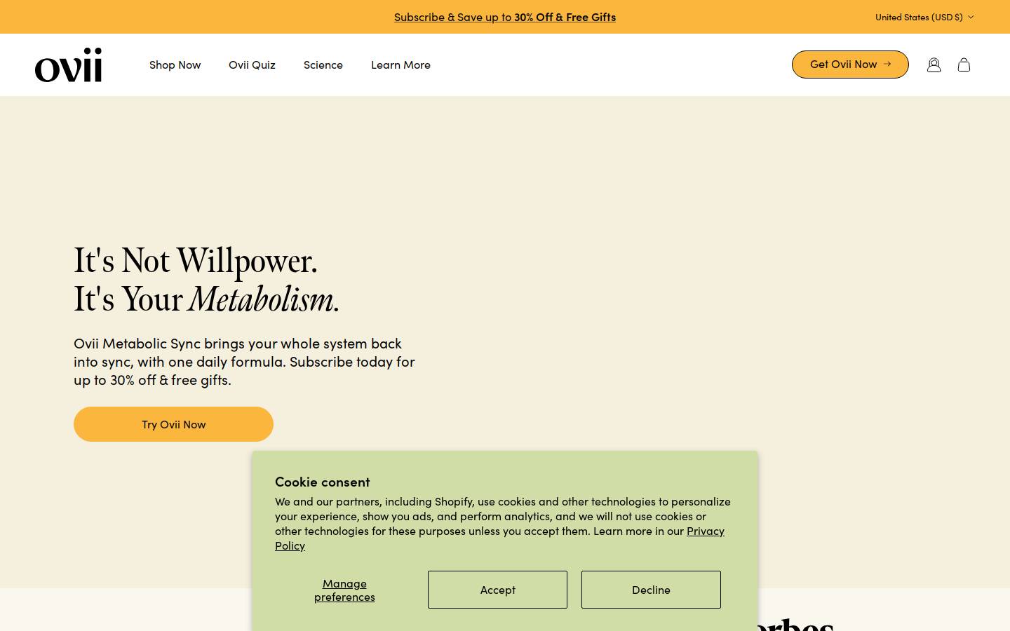 ovii.com homepage screenshot