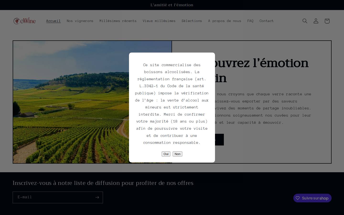 owine.co homepage screenshot