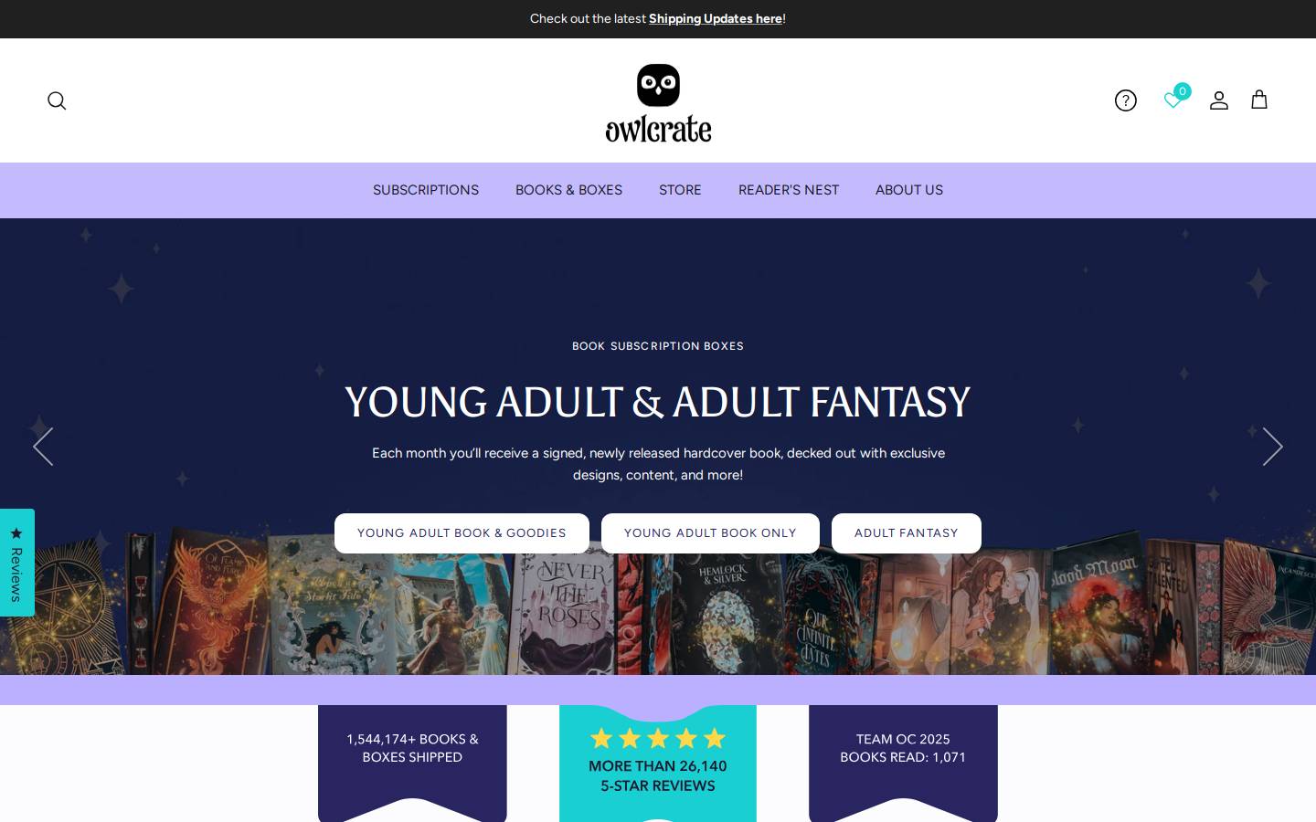 OwlCrate homepage screenshot