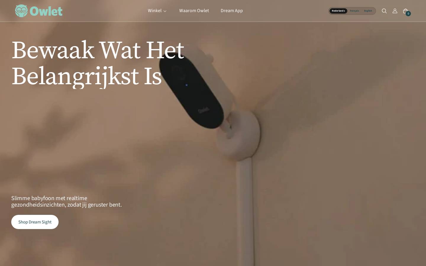 Owlet Baby Care homepage screenshot