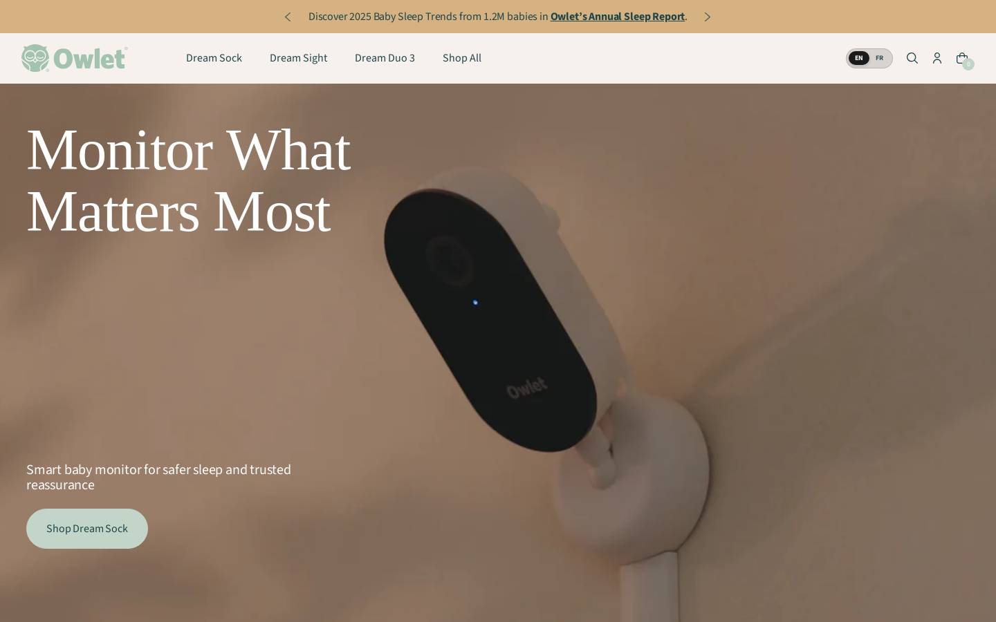 Owlet Baby Care homepage screenshot