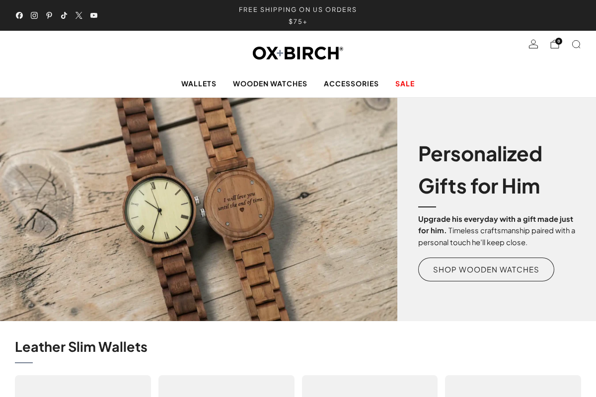 Ox & Birch homepage screenshot