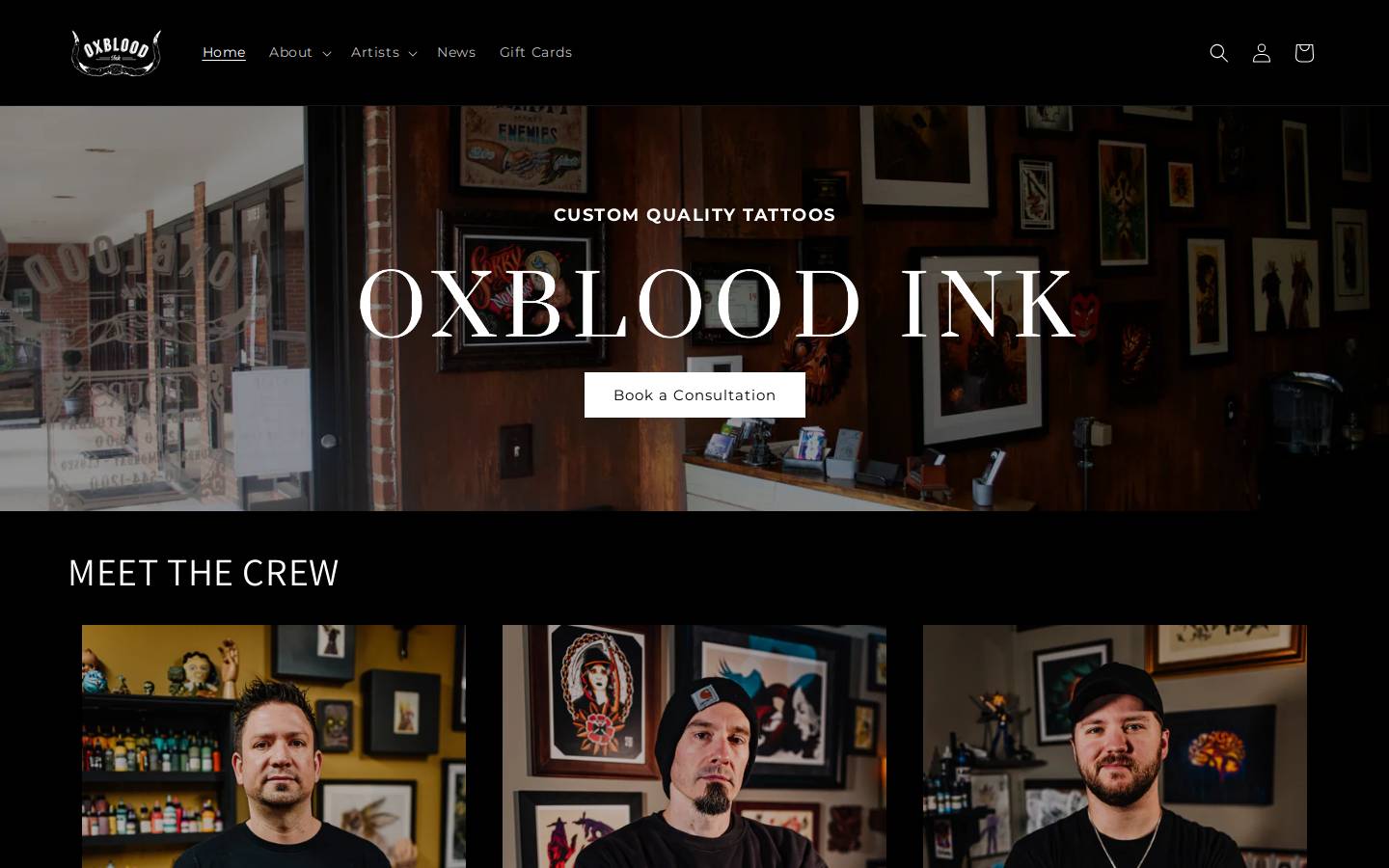 oxbloodink.com homepage screenshot