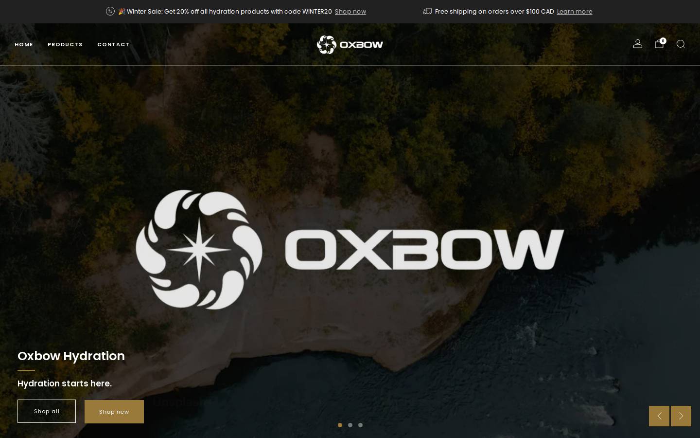 oxbowhydration.com homepage screenshot
