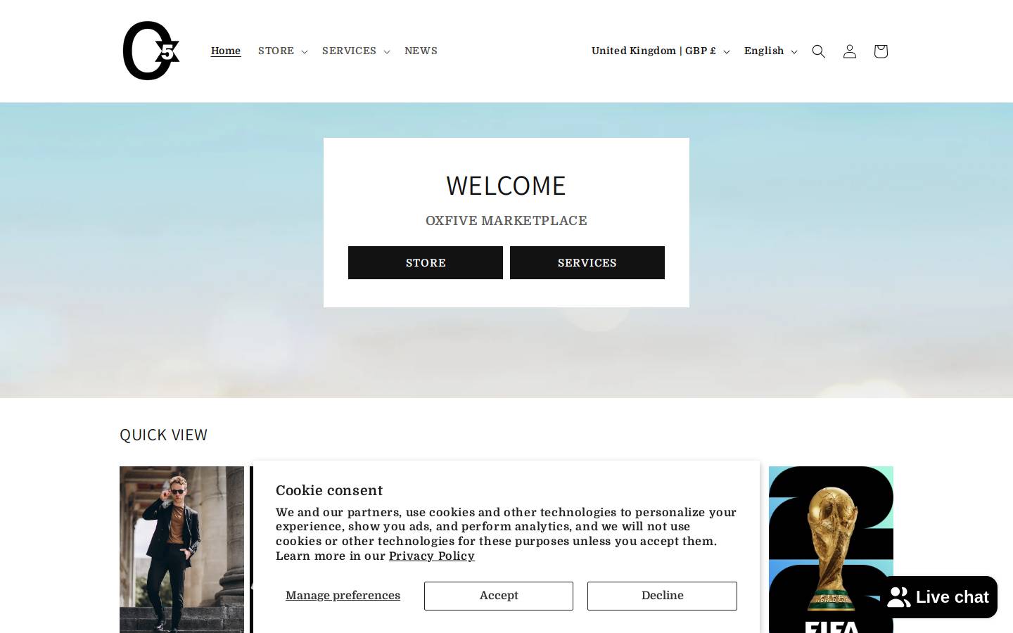 oxfive.com homepage screenshot