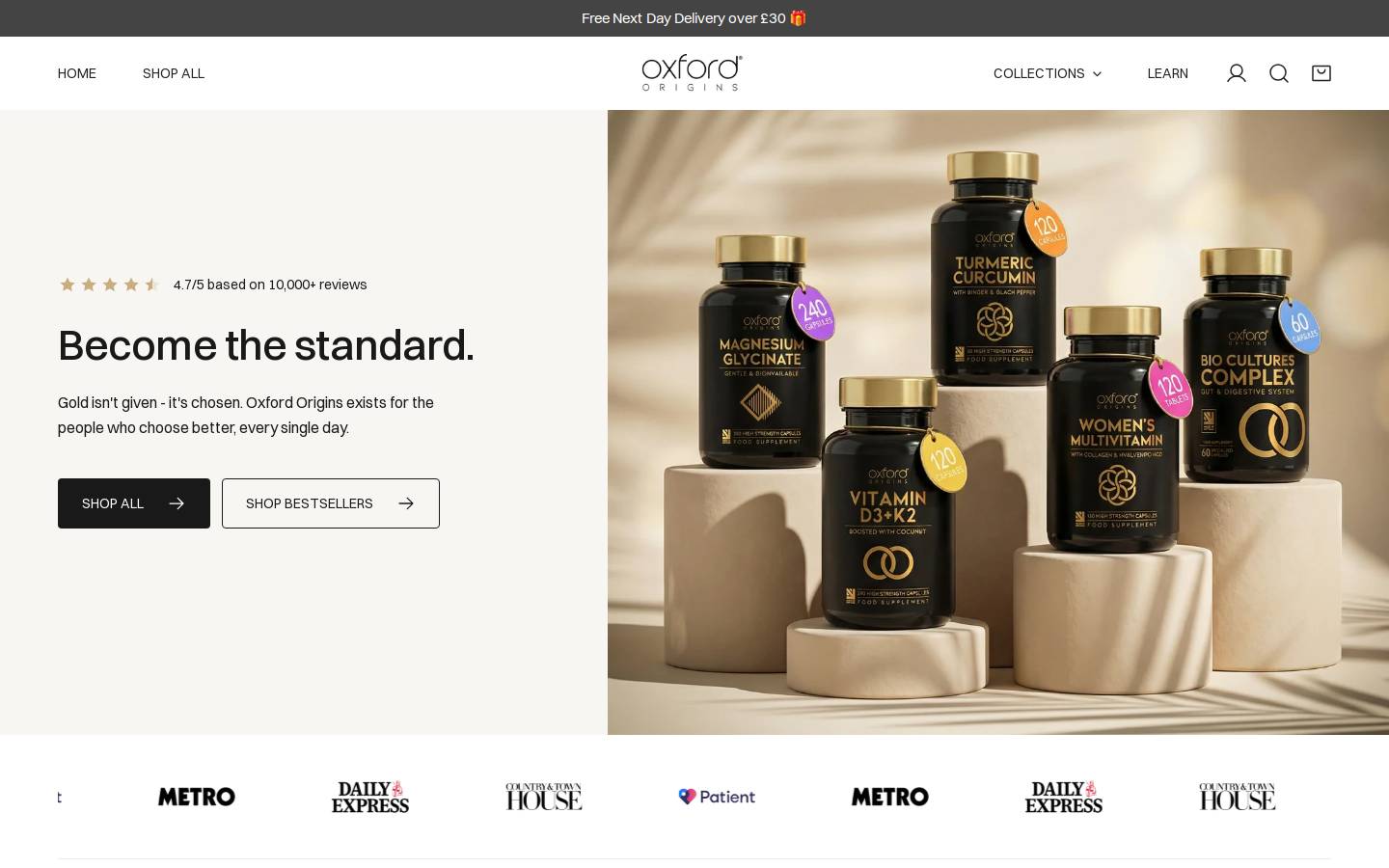 Oxford Origins homepage screenshot