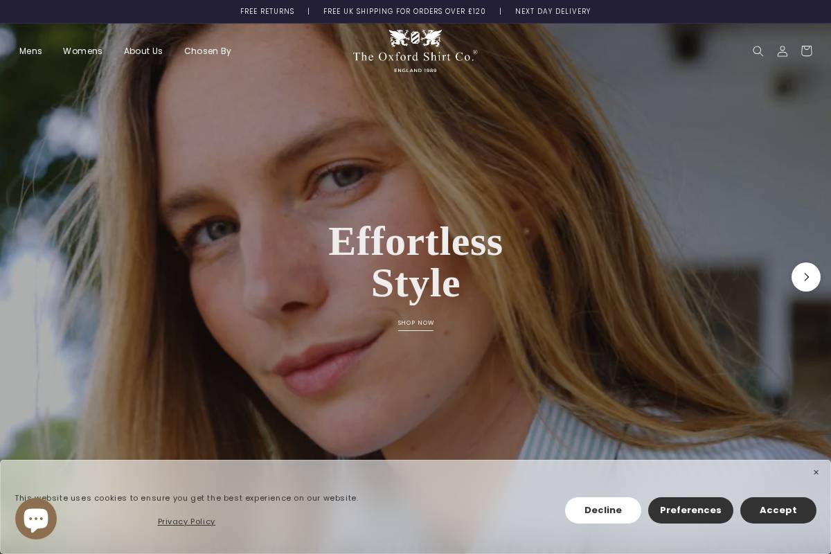 Oxfordshirt homepage screenshot