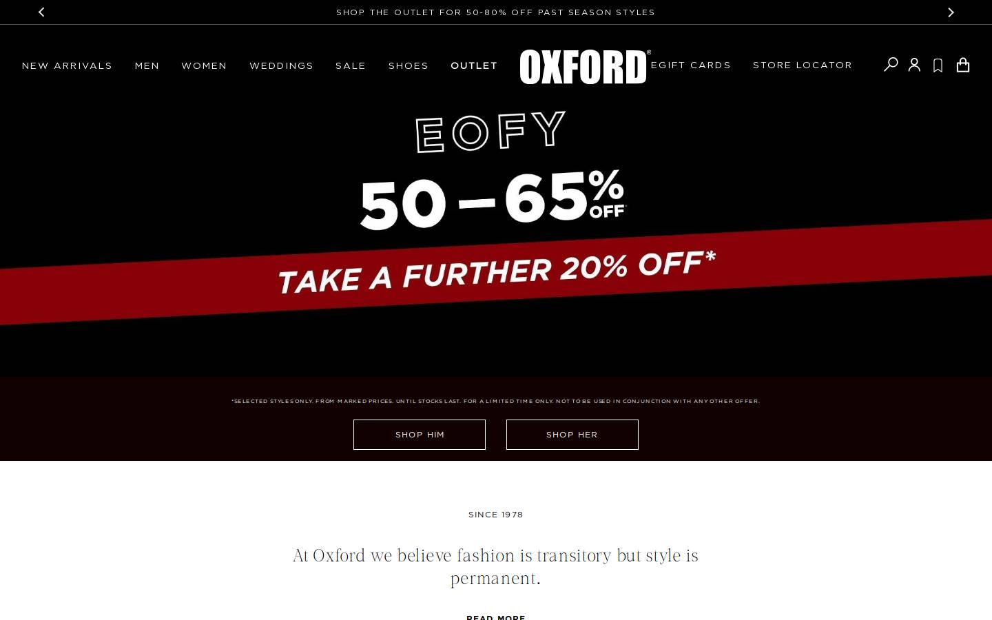 Oxford Shop homepage screenshot
