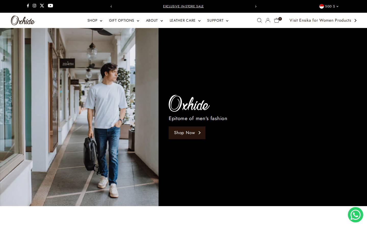 oxhideleather.sg homepage screenshot