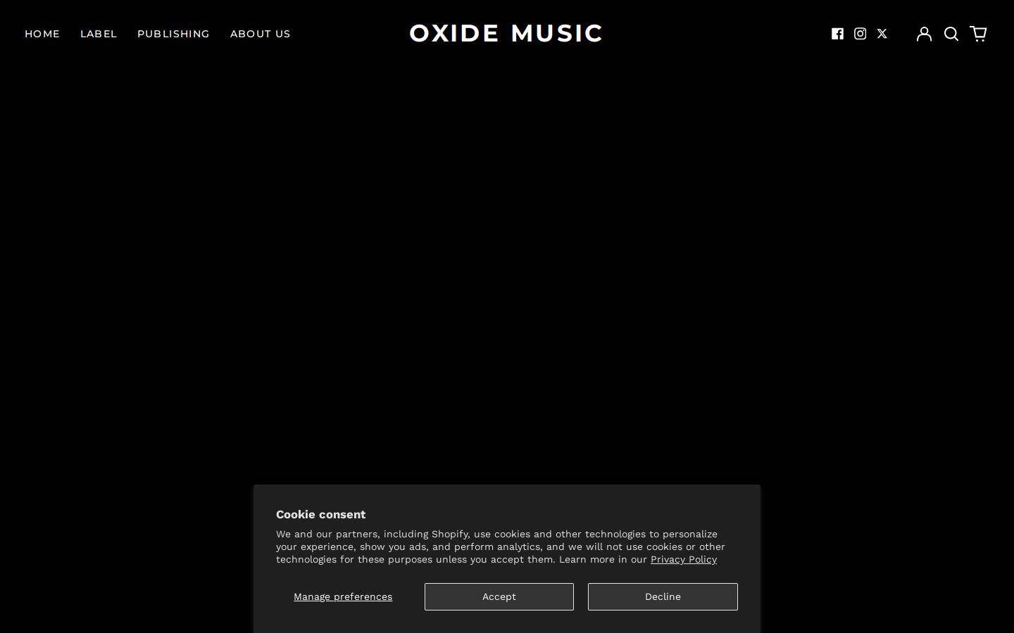oxidemusic.com homepage screenshot