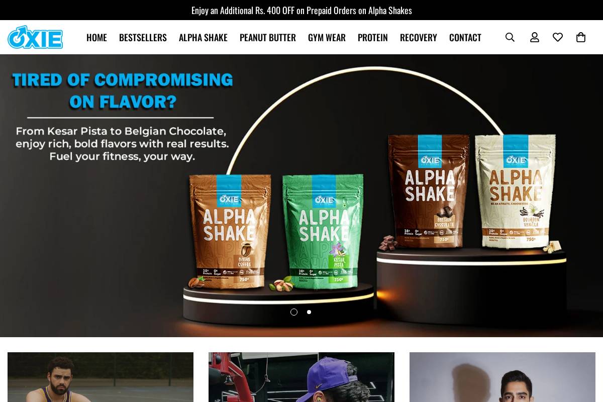 oxienutrition.com homepage screenshot
