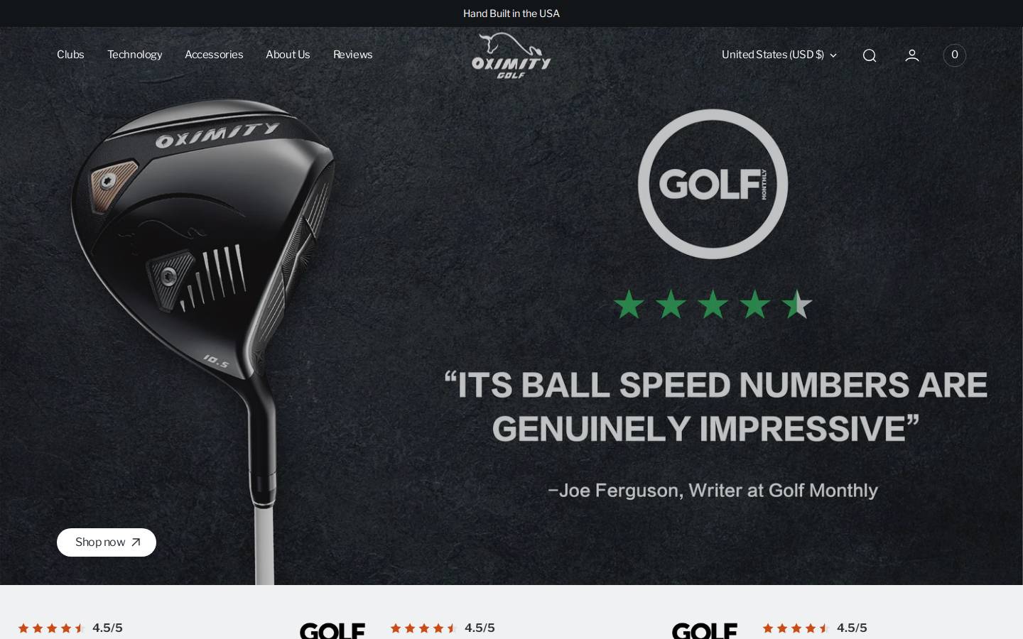 oximitygolf.com homepage screenshot