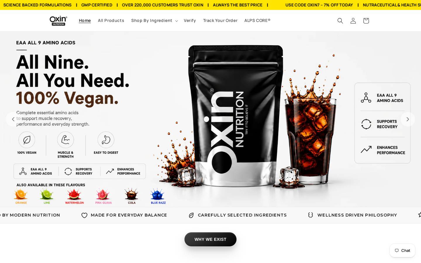 oxinnutrition.com homepage screenshot