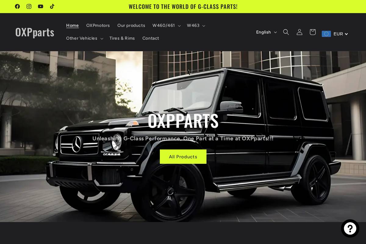 oxpparts.com homepage screenshot