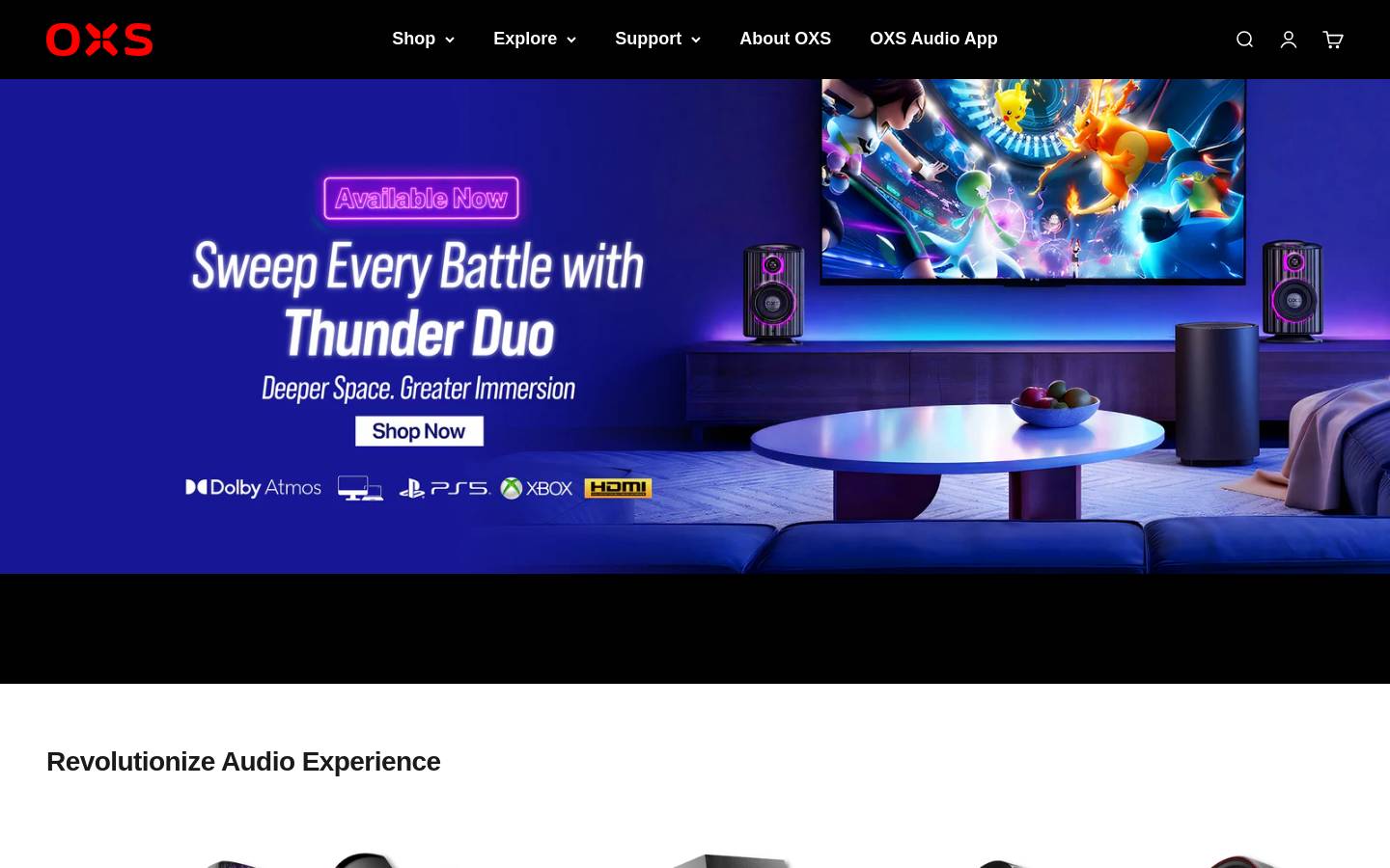 OXS homepage screenshot