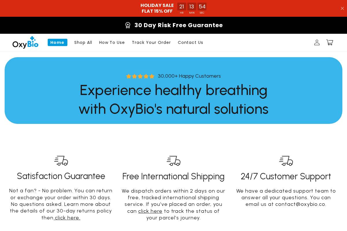 Oxybio homepage screenshot