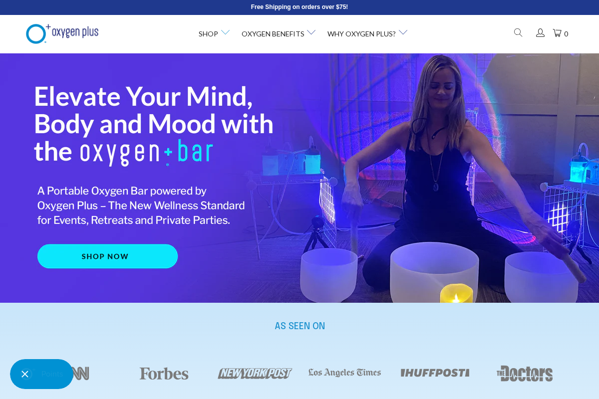 Oxygen Plus homepage screenshot