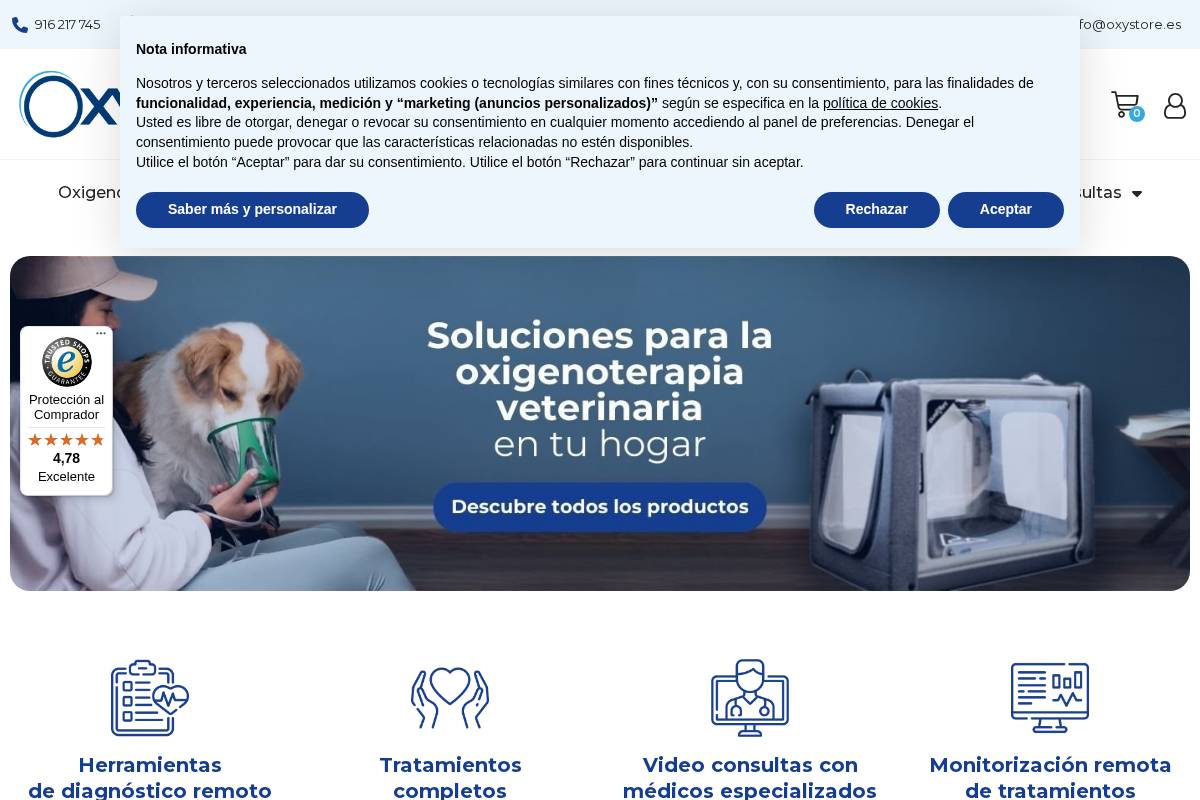 oxystore.es homepage screenshot