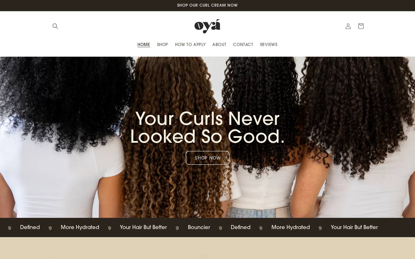 oyacurls.com homepage screenshot