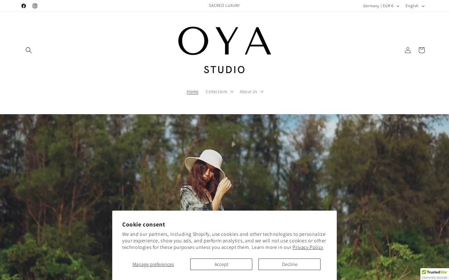 OYA Studio homepage screenshot