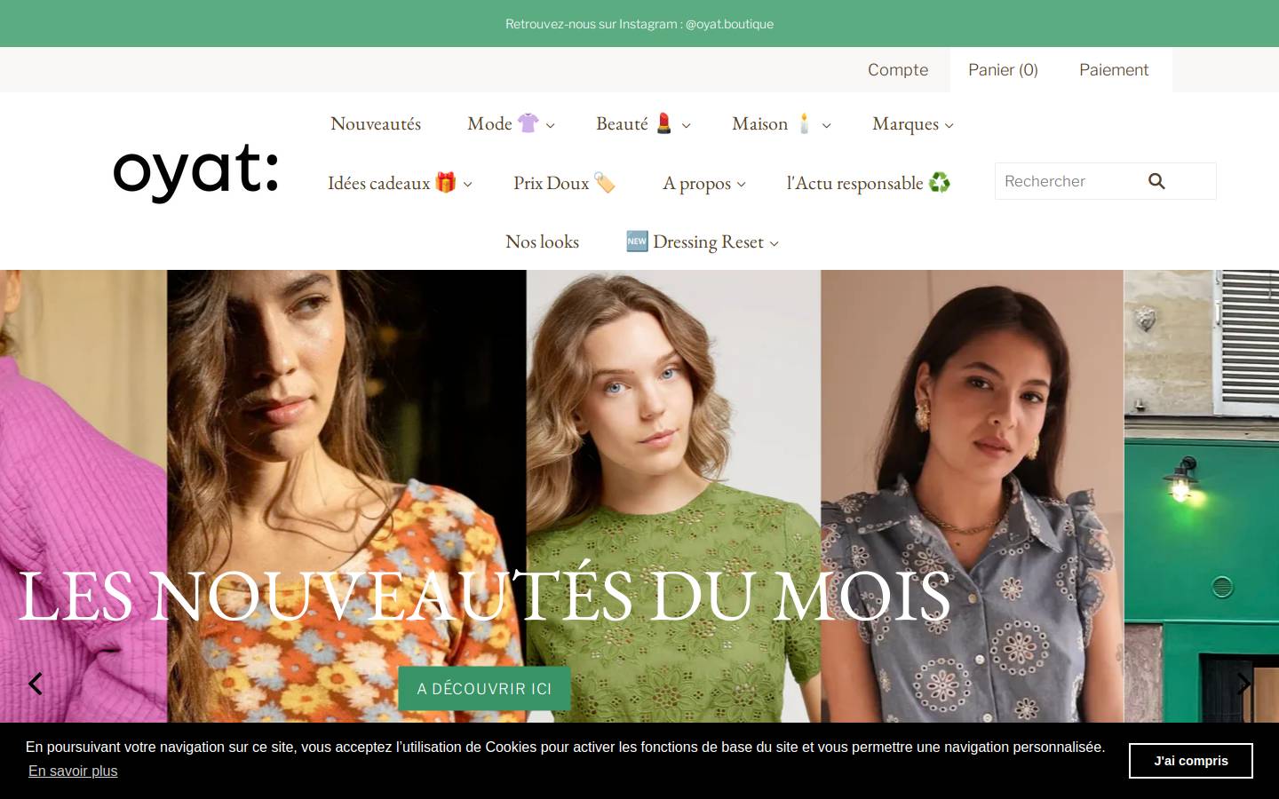 Oyatboutique homepage screenshot