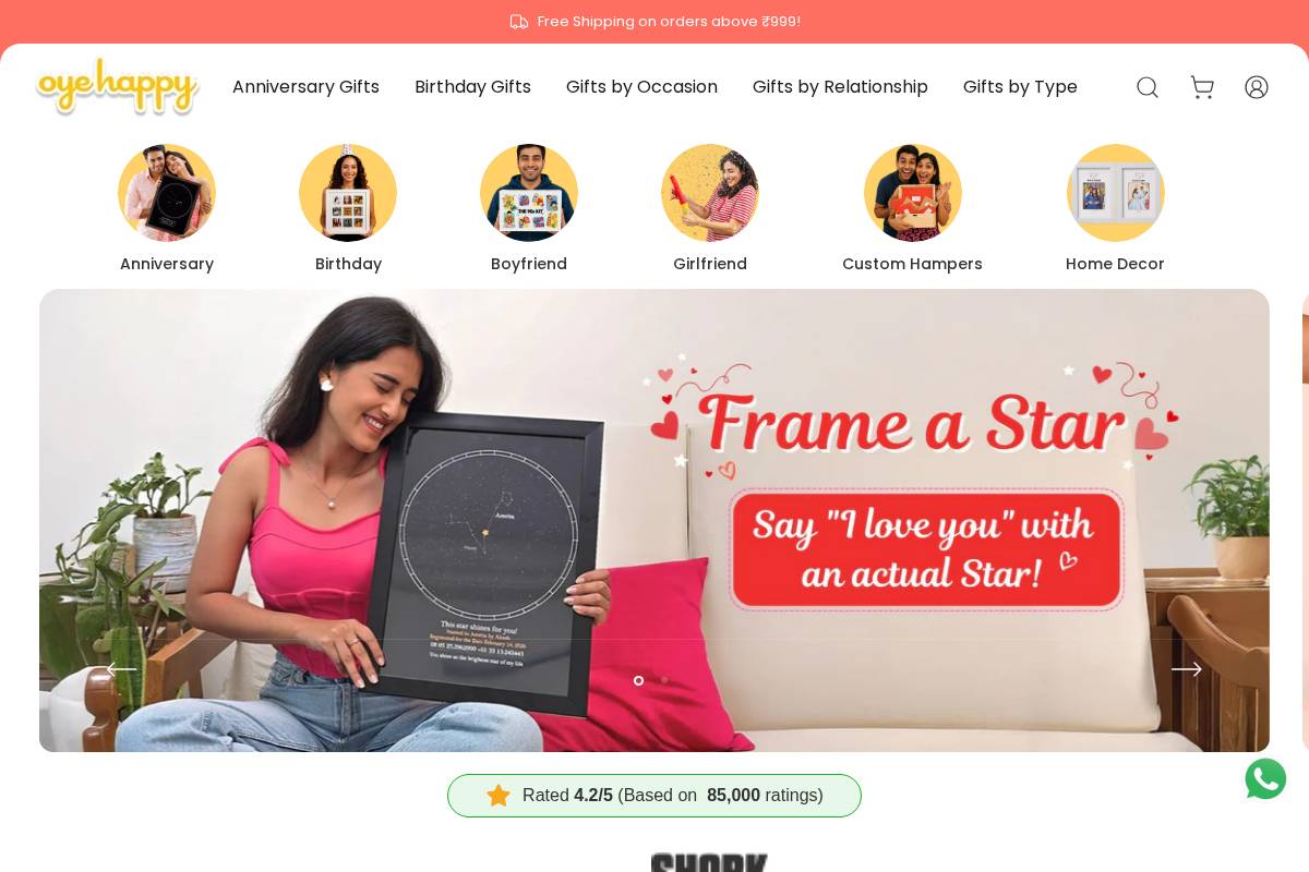 Oye Happy homepage screenshot