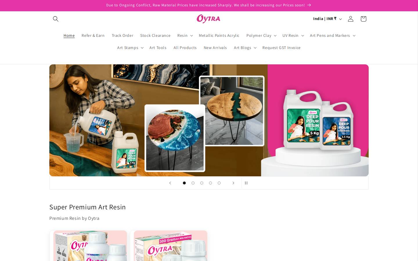 oytra.com homepage screenshot