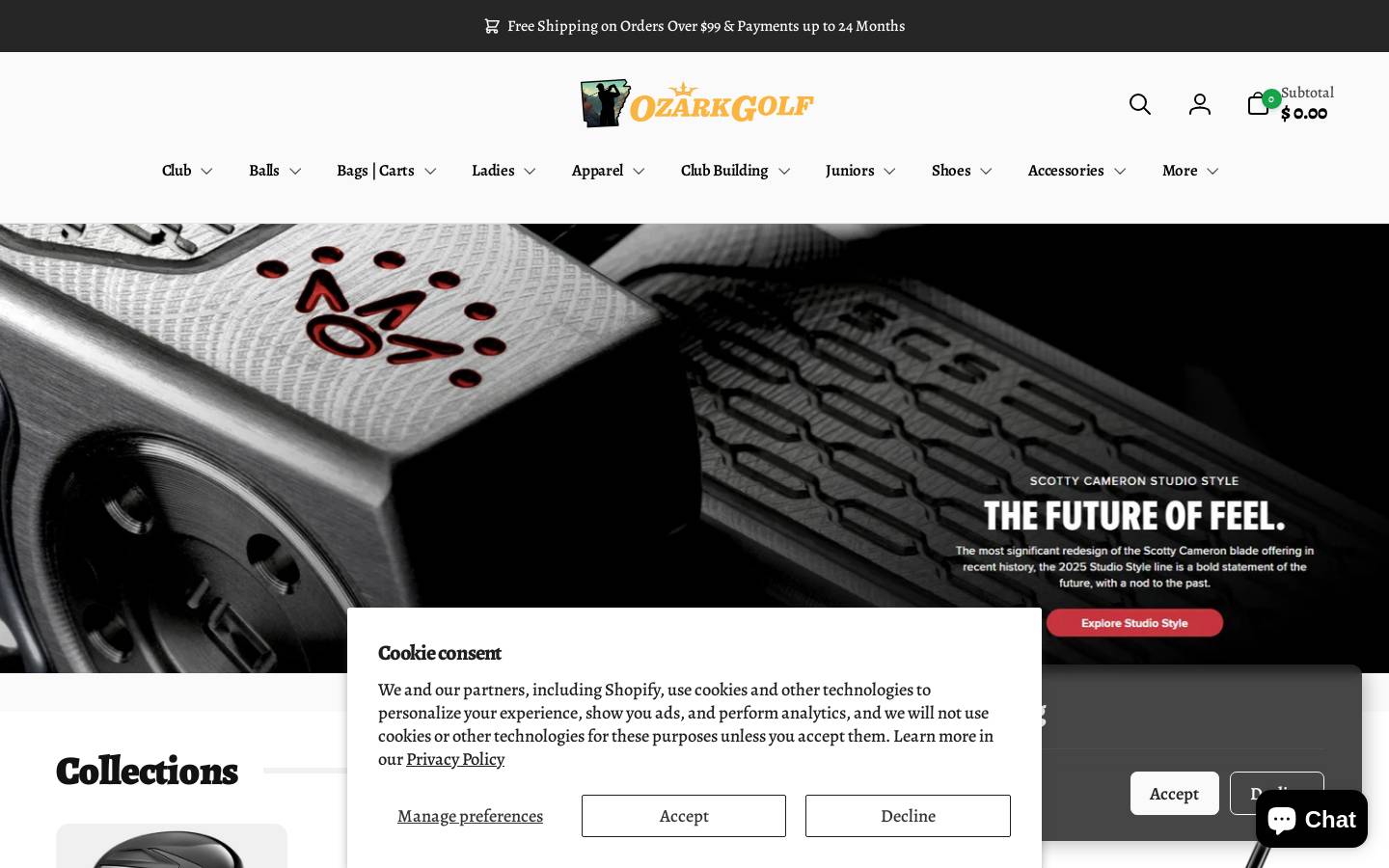 ozarkgolfsupercenter.com homepage screenshot