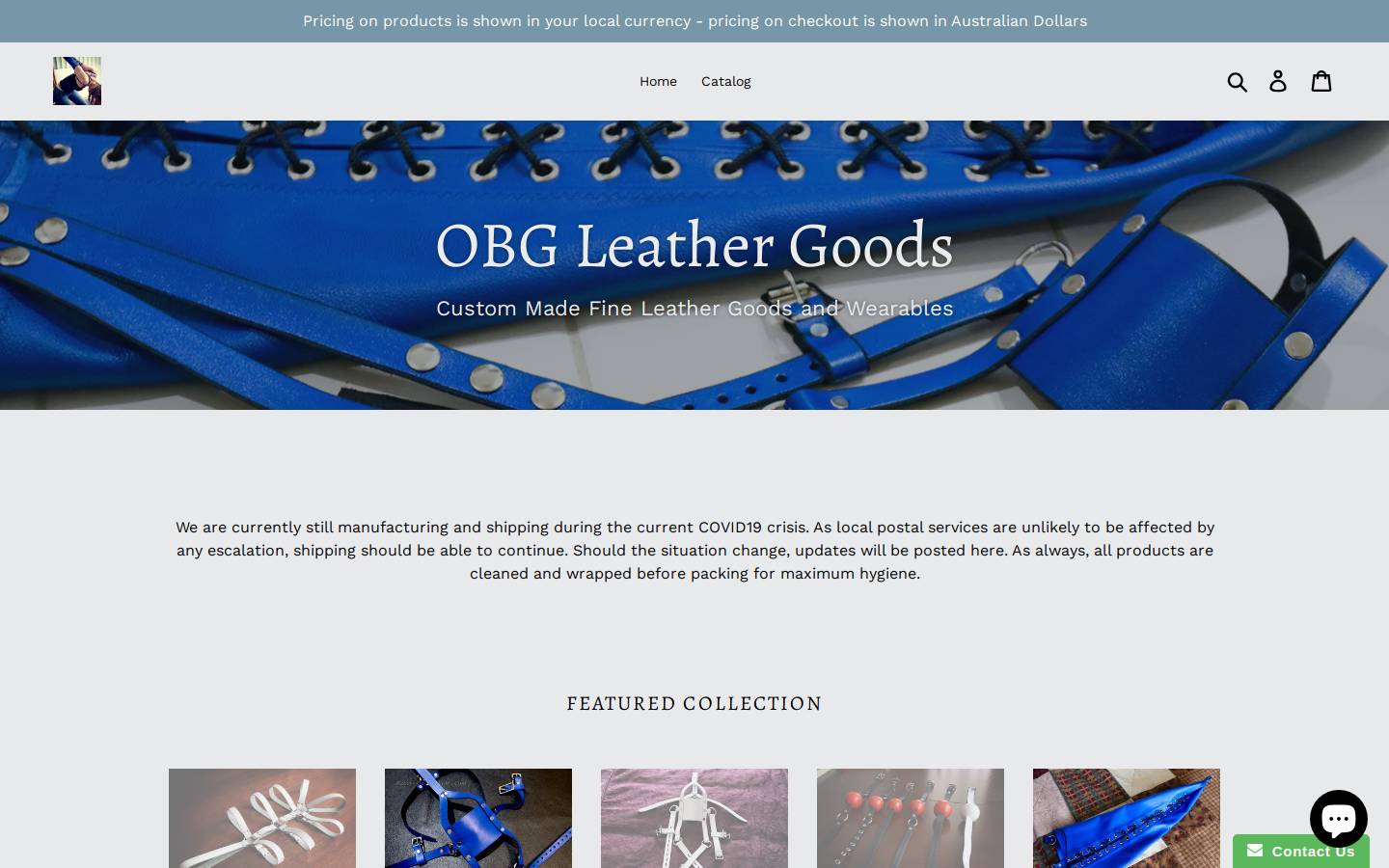 ozbondage.com homepage screenshot